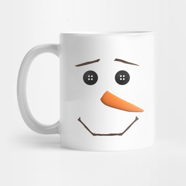 Smiling Snowman Face with Button Eyes and Carrot Nose by Art By LM Designs 